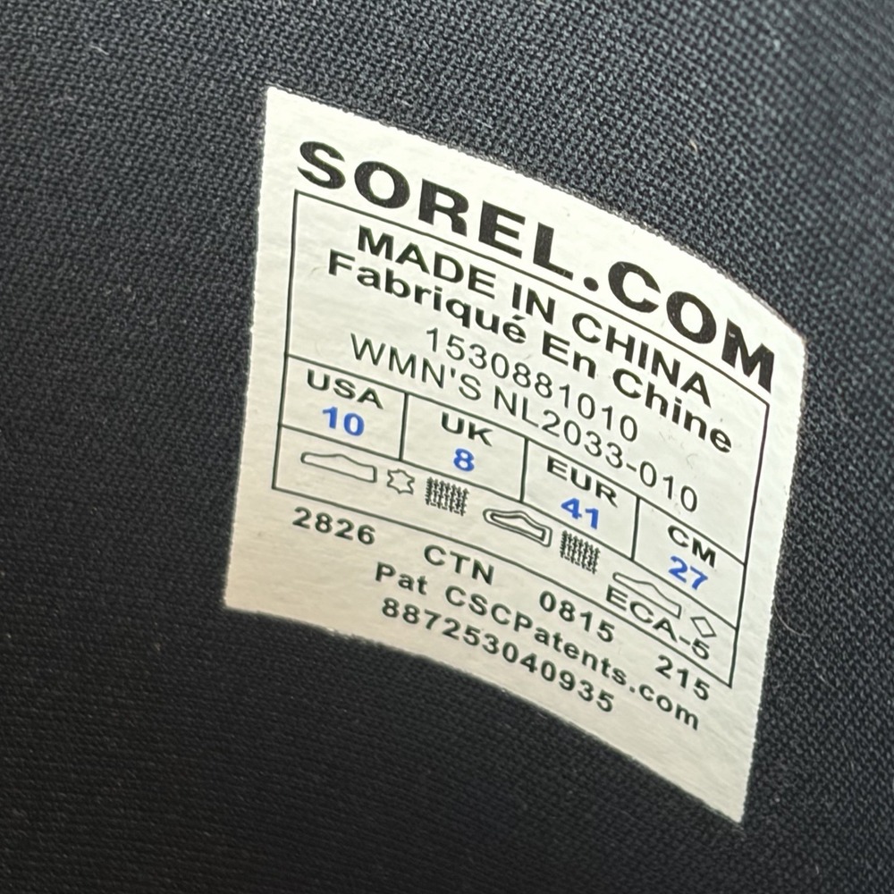 Sorel Conquest Carly Women's Size 10 Tall Lace Up Boots Black Leather Waterproof - Picture 10 of 14